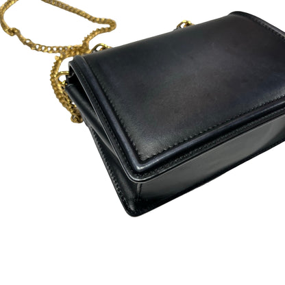 Used DOLCE & GABBANA Calfskin Leather Chain Shoulder Shoulder Bag Black GHW