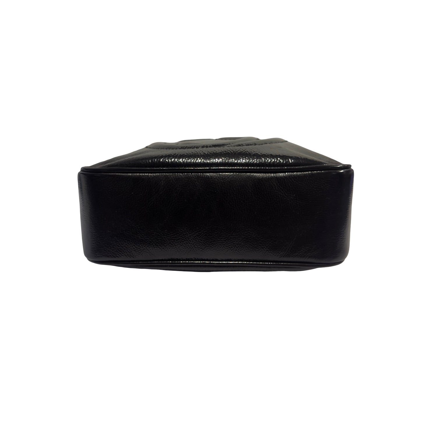 Used GUCCI Patent Leather GG Logo Soho Disco Crossbody Bag Black