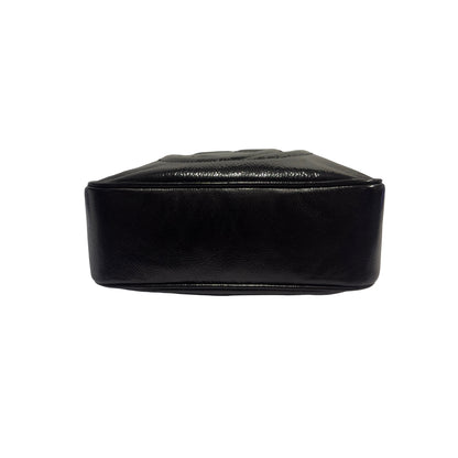 Used GUCCI Patent Leather GG Logo Soho Disco Crossbody Bag Black