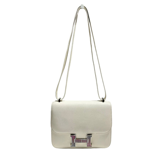 HERMES CONSTANCE MINI 19 EVERCOLOUR 01WHITE PHW ENAMEL [3000157]