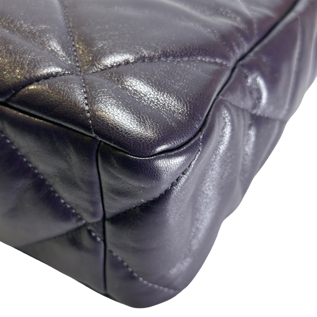 Used CHANEL Lambskin Quilted Chanel 19 Large Chain Shoulder Bag Purple GHW