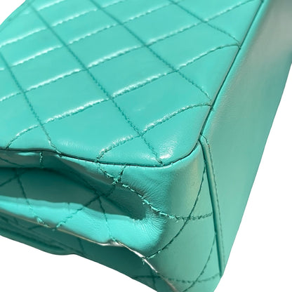 Used CHANEL Vintage flag Flat bag Green GHW