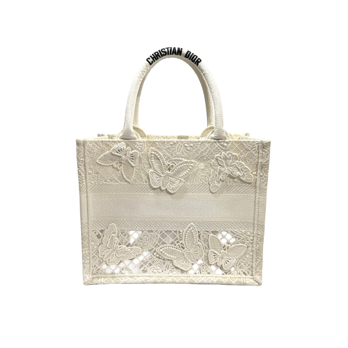 Used DIOR Book Tote Handbag White