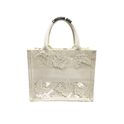 Used DIOR Book Tote Handbag White