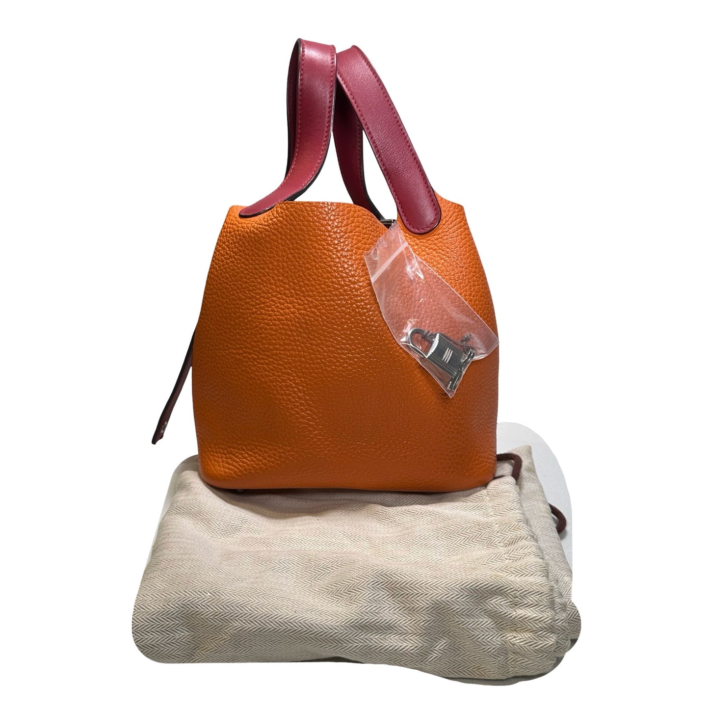 Used HERMES Picotin Handbag Orange Red PHW