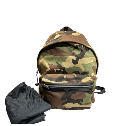 Used Saint Laurent Canvas Backpack Dark Green Black