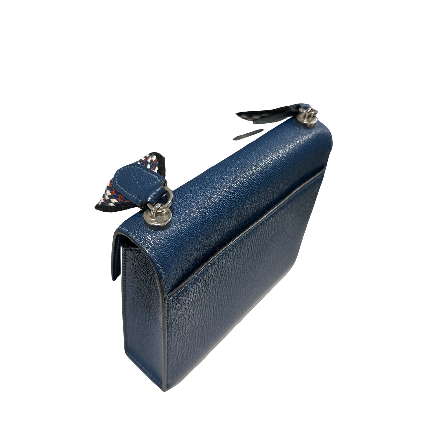 Used HERMES Chevre Mini Verrou Crossbody Bag 73 Bleu Salhir PHW