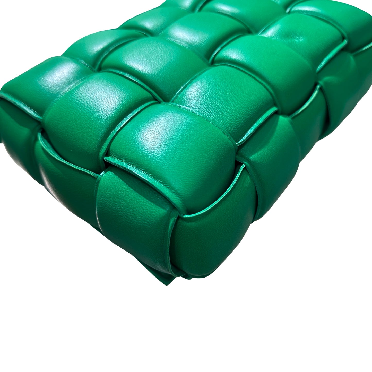 Used Bottega Veneta Calfskin Leather BV Cassette Camera Shoulder Bag Green PHW