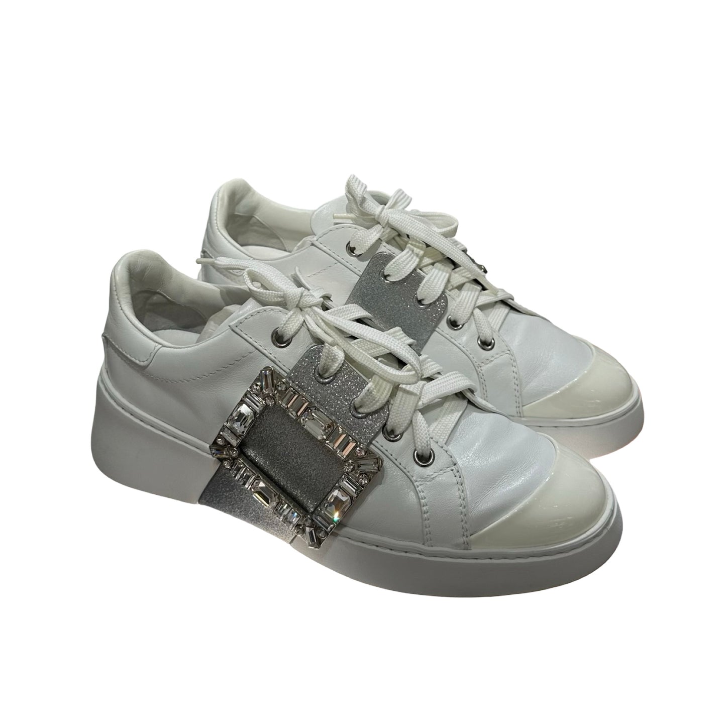 Used ROGER VIVIER Sneakers with Crystals Shoes White