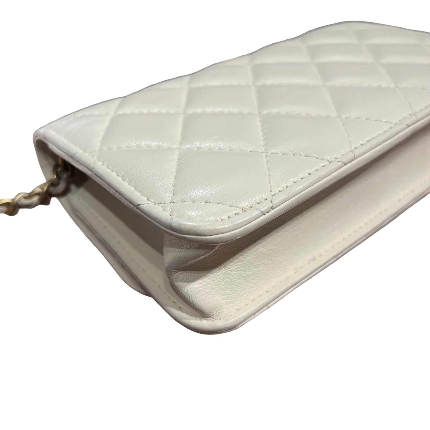 Chanel Mini WOC With Gold Ball White GHW