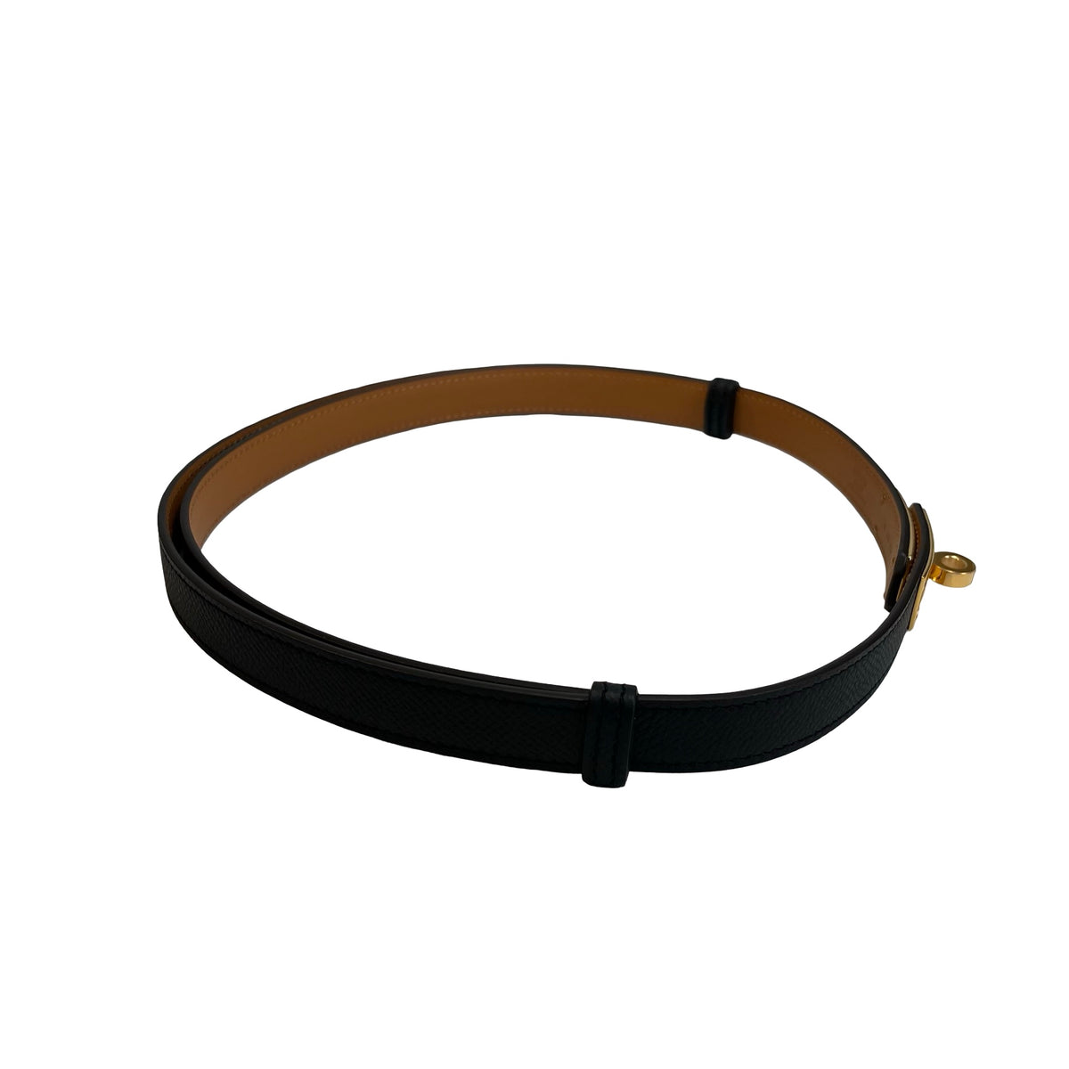 Brand New HERMES Leather Kelly Belt Black Gold