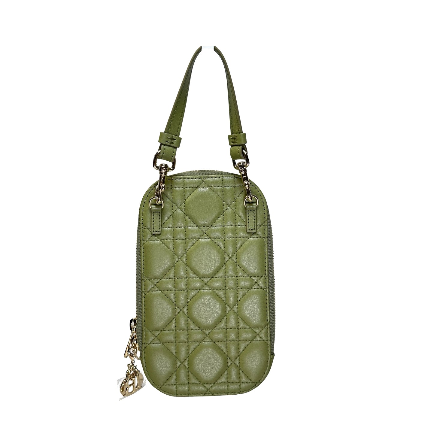 Used DIOR Cannage Cannage Pouch Green GHW