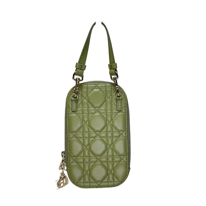 Used DIOR Cannage Cannage Pouch Green GHW