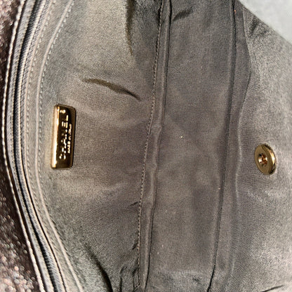 Used CHANEL Lambskin Leather Cross Body Bag Silver GHW