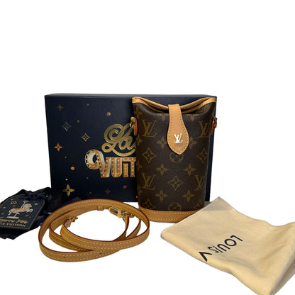 Used LOUIS VUITTON Monogram Coated Canvas Fold Me Pouch Fold Me Bag Brown Beige