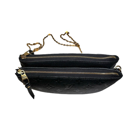 Used LOUIS VUITTON Monogram Eclipse coated canvas Double Zip Pochette Shoulder Bag Black GHW