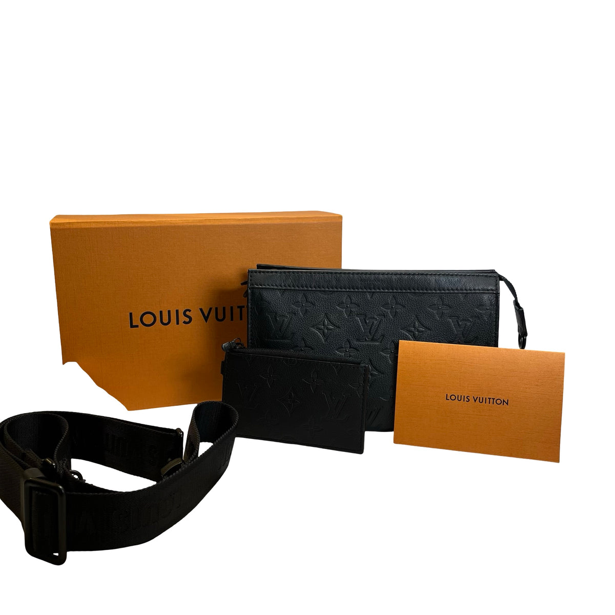 Used LOUIS VUITTON Monogram Empreinte Pochette Cle Clutch Black