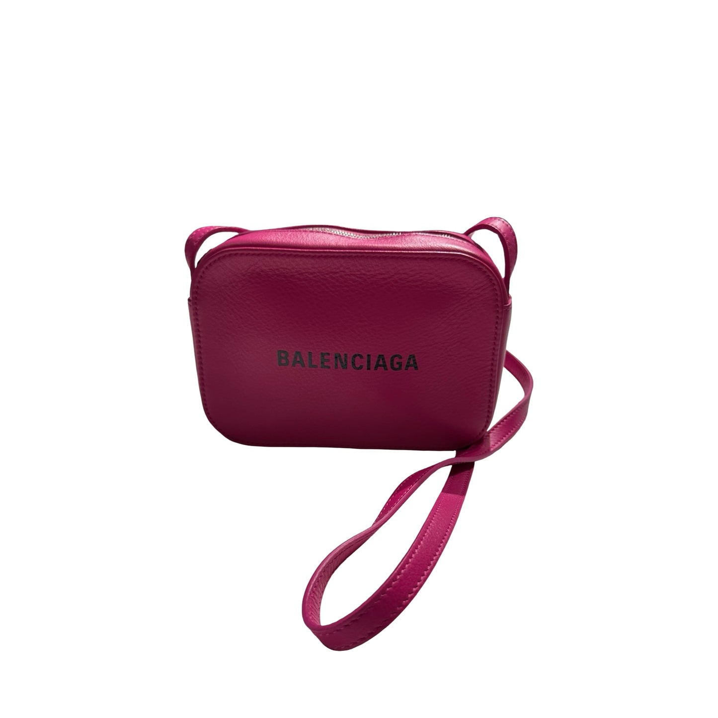 Used BALENCIAGA Leather Logo Print Everyday Camera Bag Camera Bag Pink Black