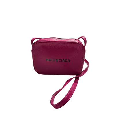 Used BALENCIAGA Leather Logo Print Everyday Camera Bag Camera Bag Pink Black