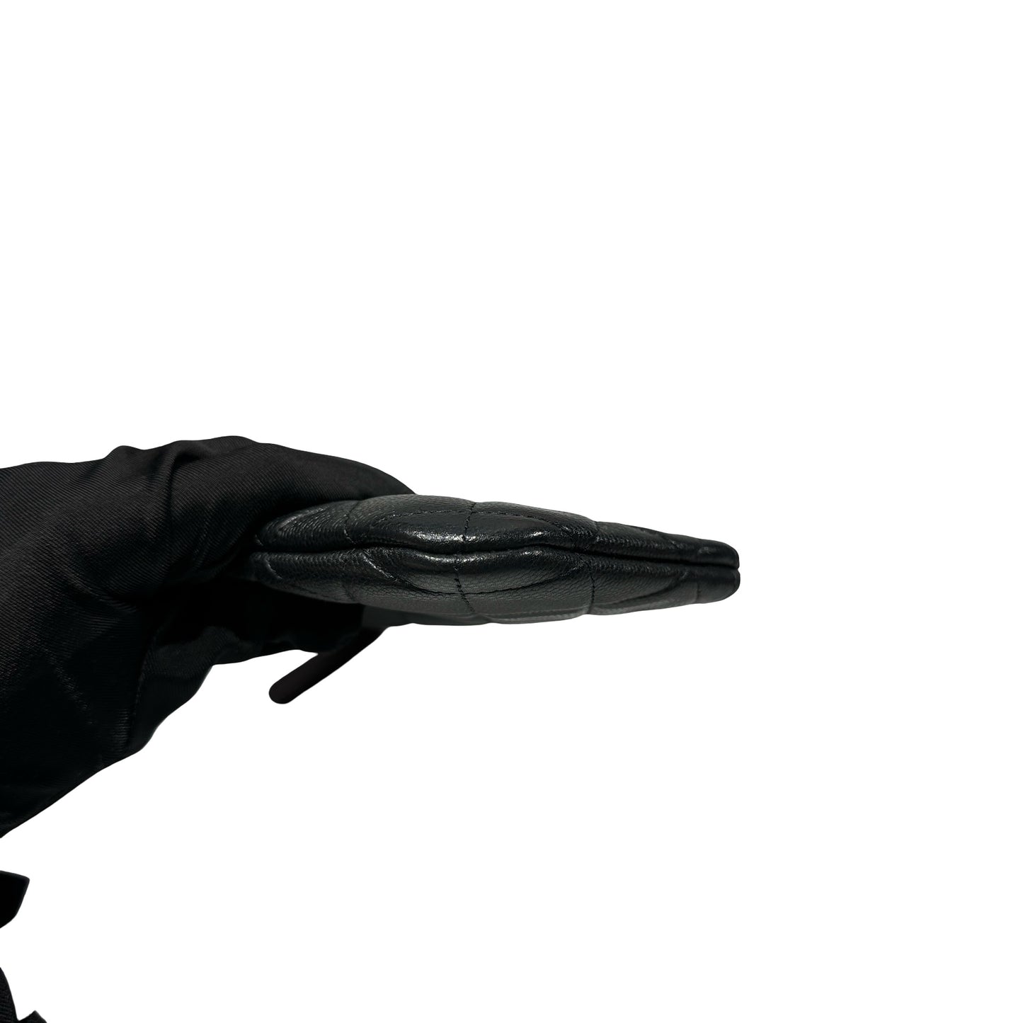 Used CHANEL Lambskin Leather POUCH Wallet Black