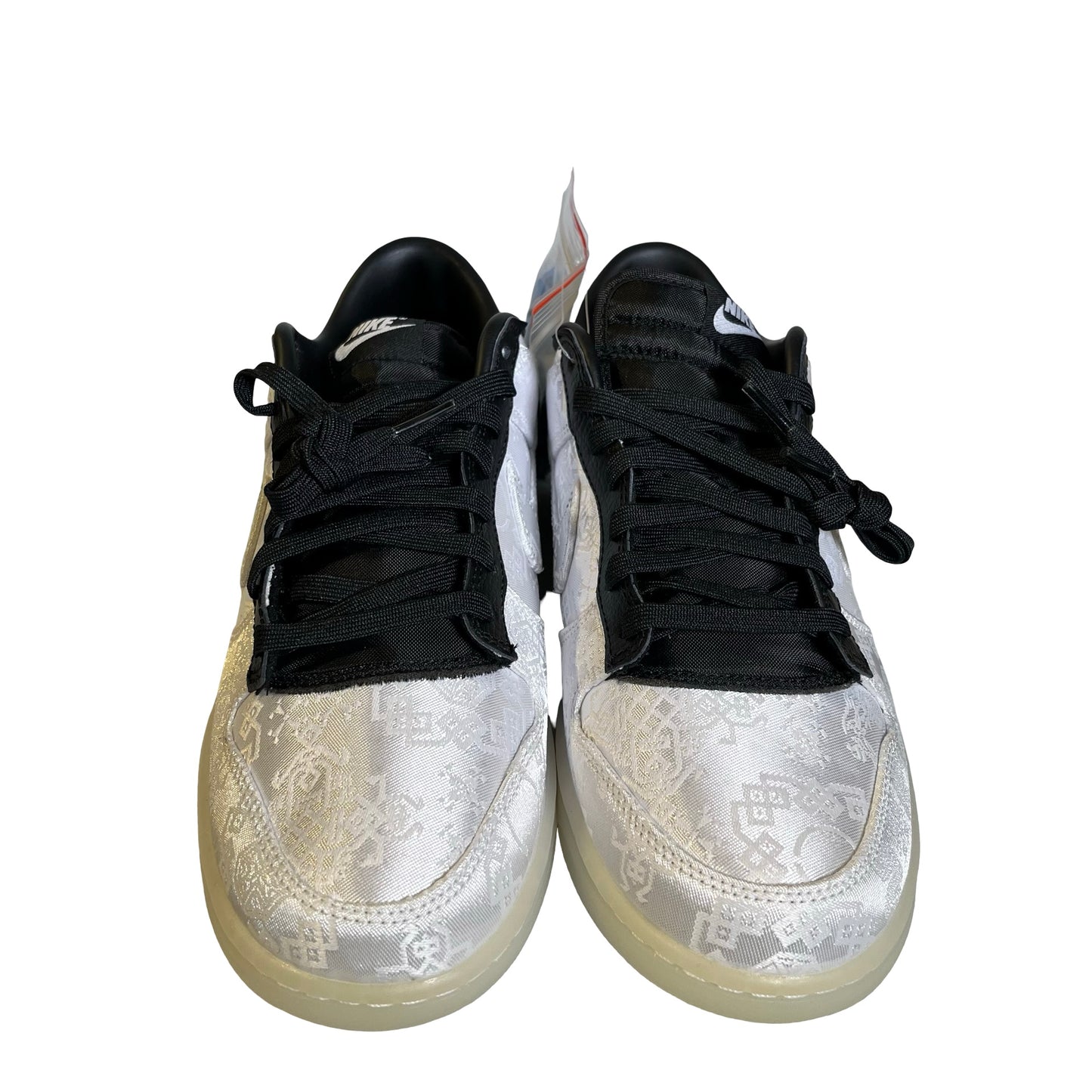 Brand New NIKE Silk Embroidery Dunk Low Clot Fragment Design Sneakers White Black