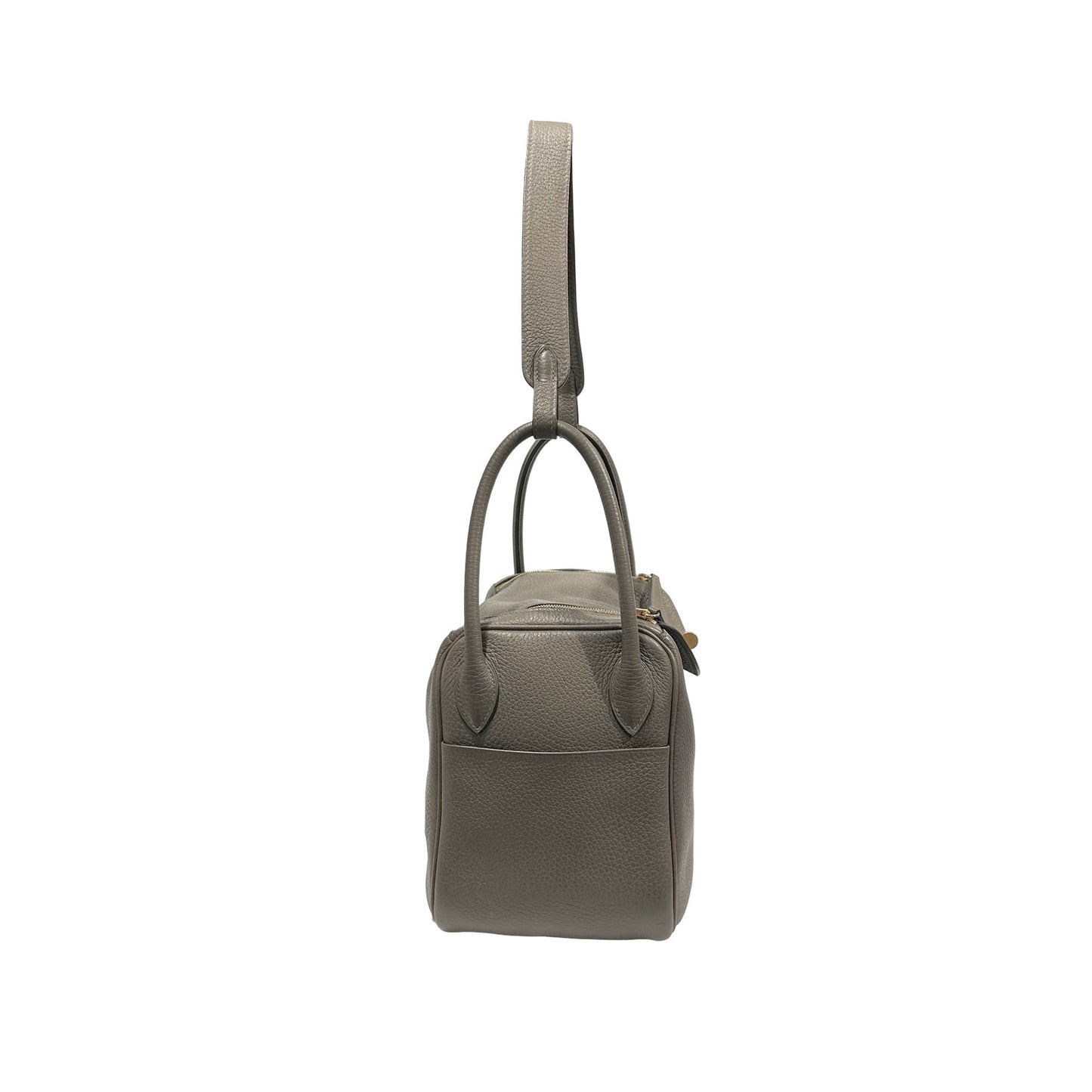 Used Hermès Clemence leather Lindy 26 Shoulder Bag GHW Etain