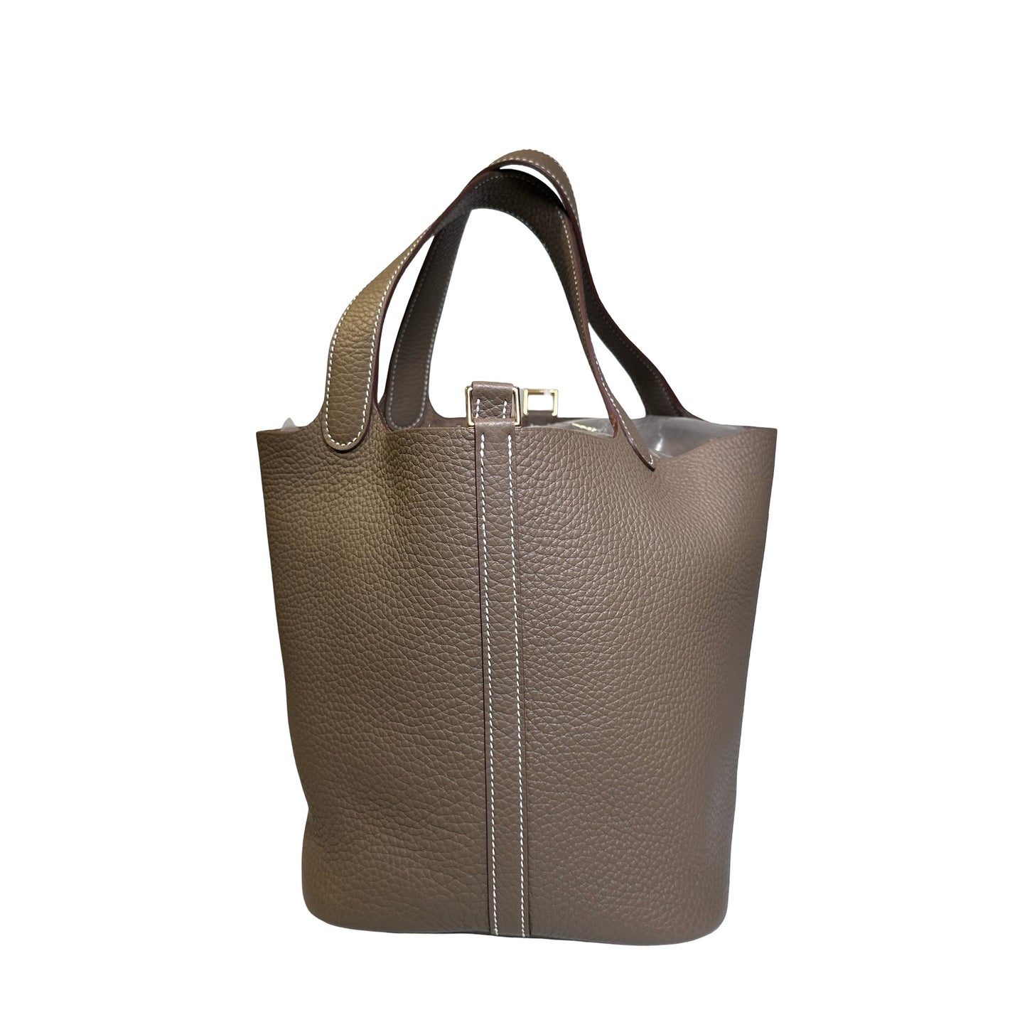 New HERMÈS Etoupe Picotin 22 Bucket Bag Etoupe Etoupe (18) GHW