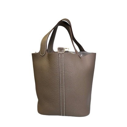 New HERMÈS Etoupe Picotin 22 Bucket Bag Etoupe Etoupe (18) GHW