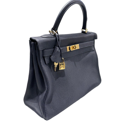 Used HERMÈS Kelly Bag GHW Navy Blue