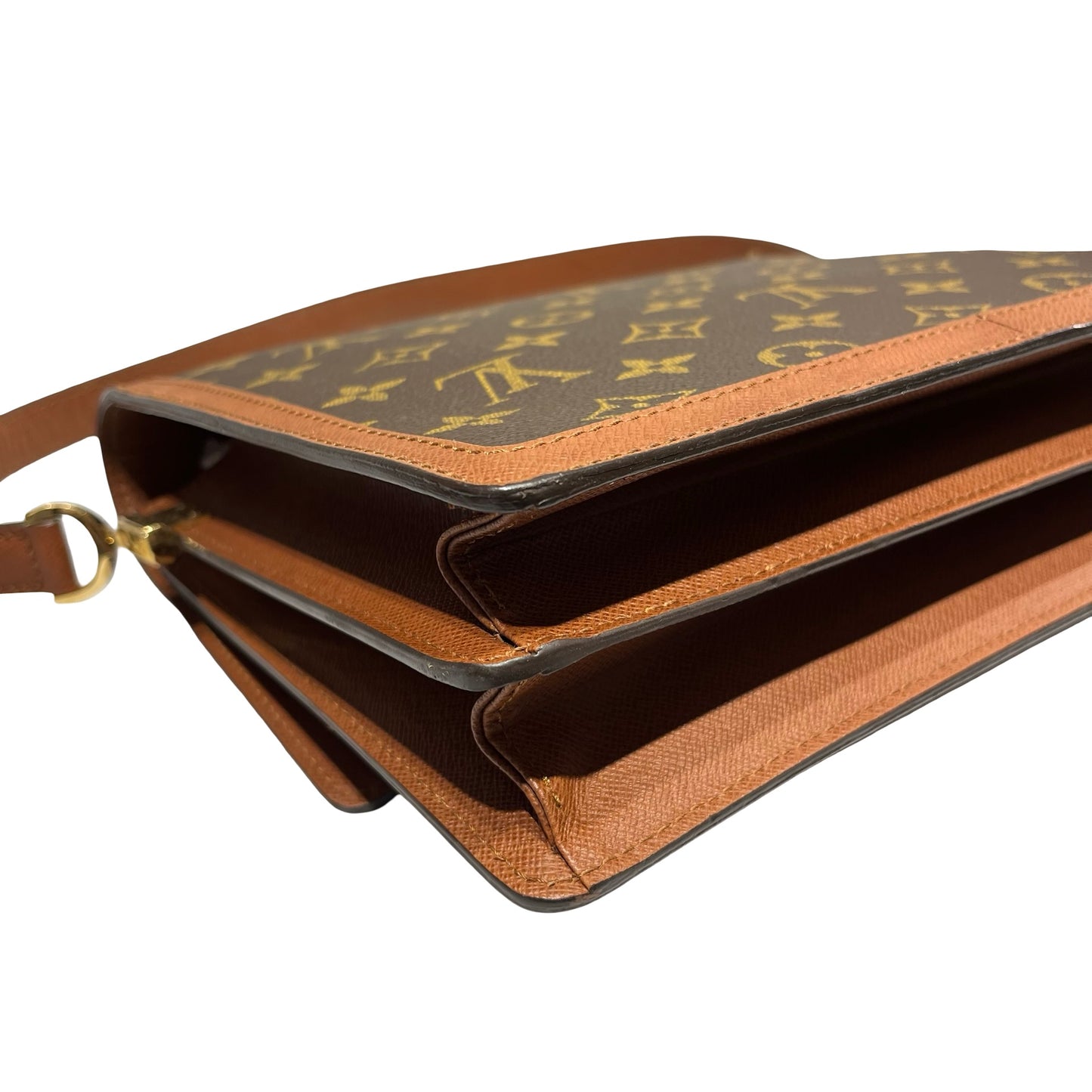 Used Louis Vuitton Calfskin Leather Raspail PM Shoulder Bag Monogram Brown GHW