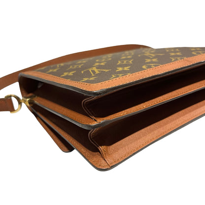 Used Louis Vuitton Calfskin Leather Raspail PM Shoulder Bag Monogram Brown GHW