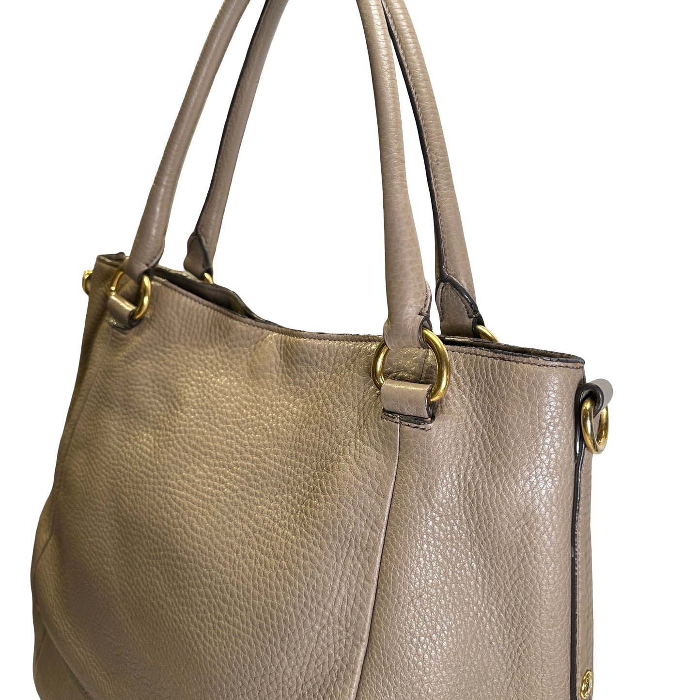 Used PRADA Vitello Phenix Leather Vitello Phenix Shopping Tote Handbag Argilla Grey Taupe