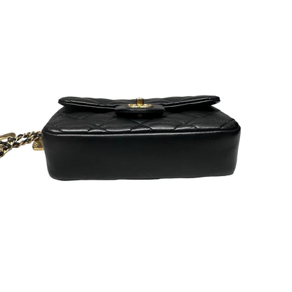 Used CHANEL Mini flap 17cm Chain Shoulder Bag Black GHW
