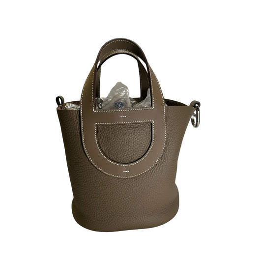 Used HERMES Clemence Swift In the Loop Handbag Etoupe