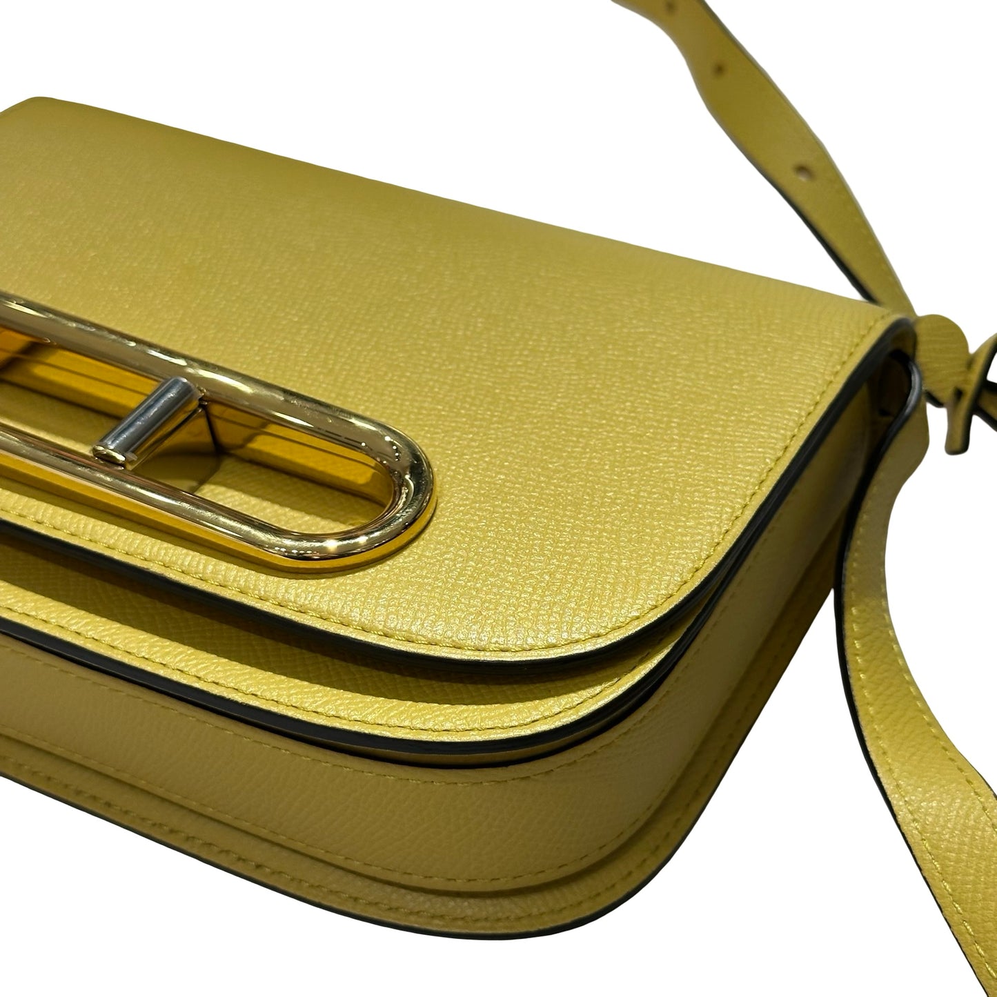 Used DELVAUX Alpina Calf Lingot Small Cross Body Bag Yellow PHW