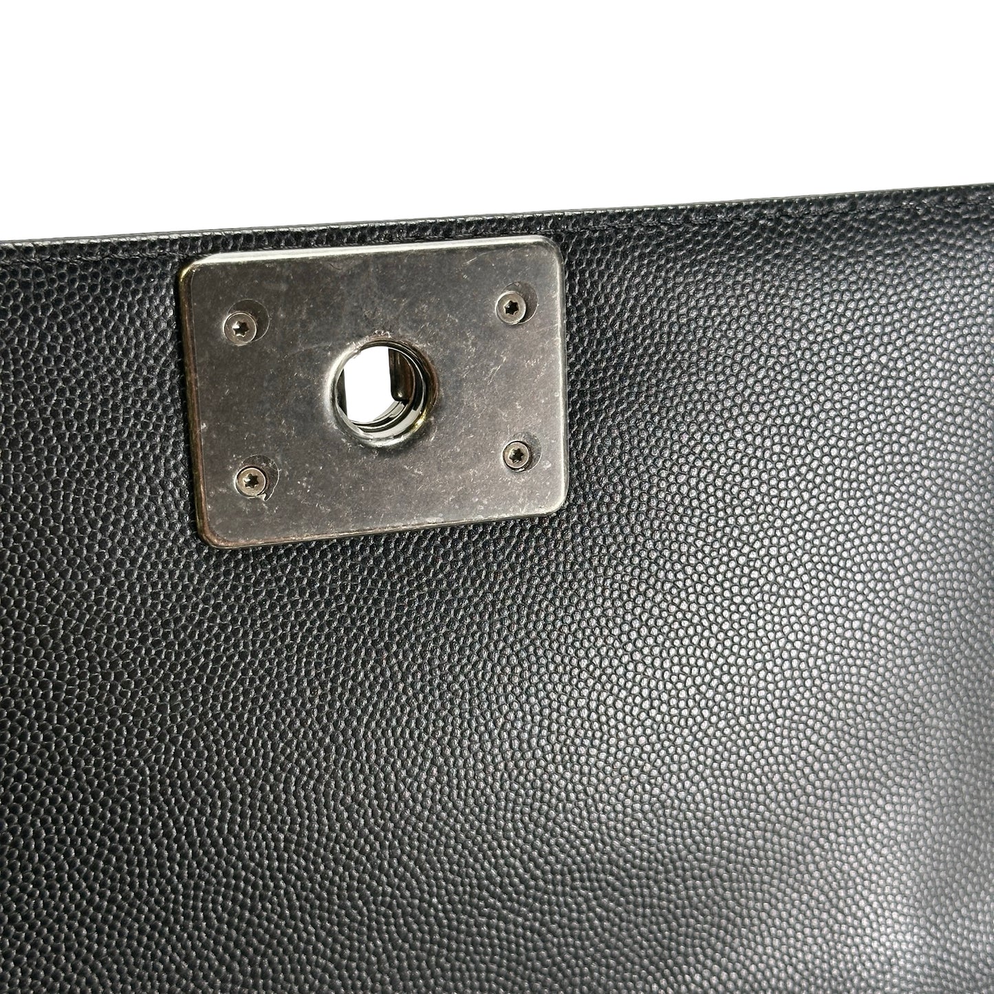Used CHANEL Quilted Caviar Boy Chain Shoulder Bag Black