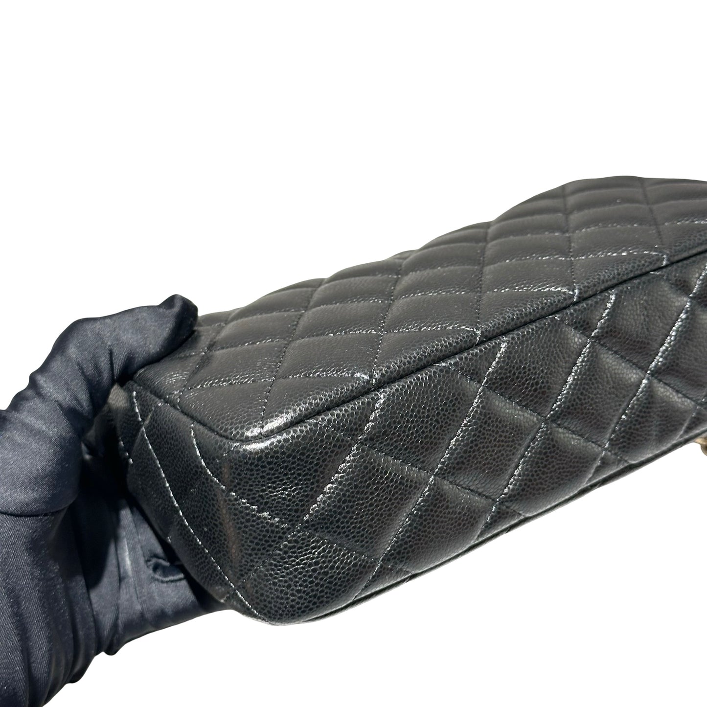 New CHANEL Calfskin Leather Cross Body Bag Black GHW