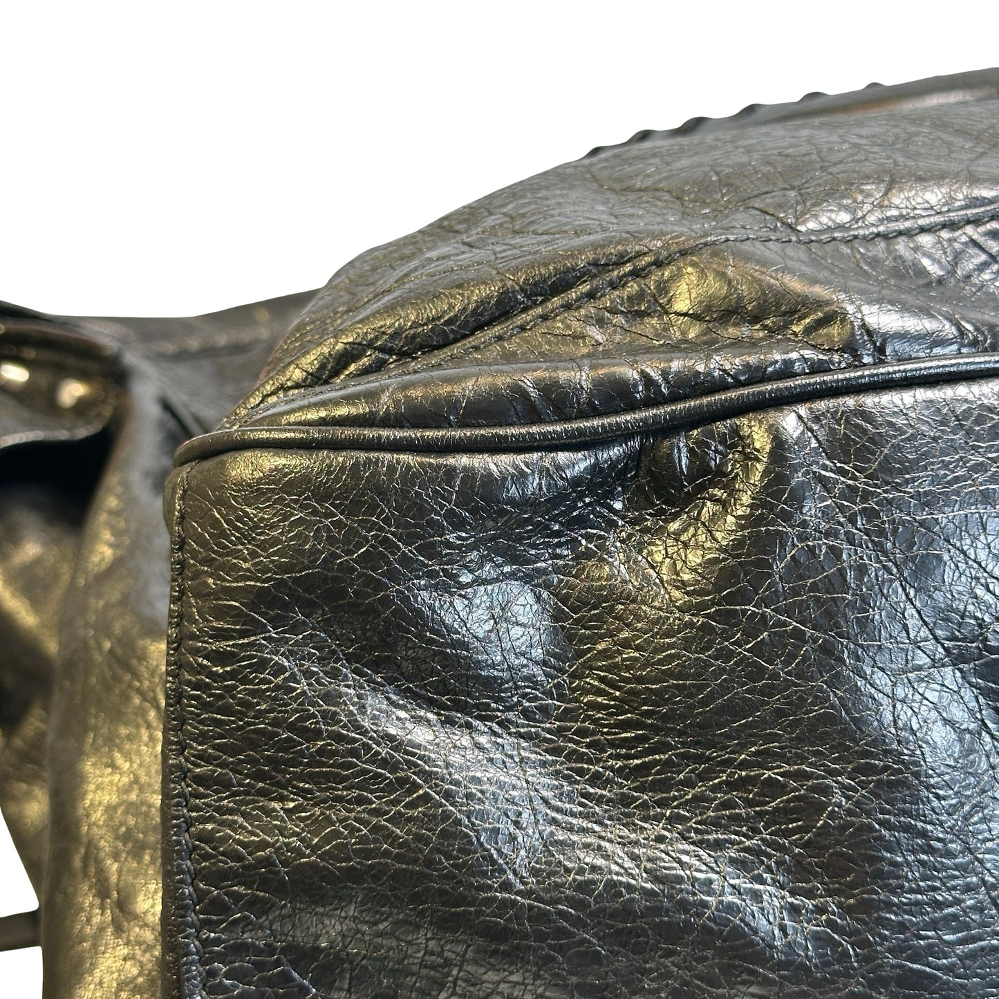 Used BALENCIAGA Leather Solid City Bag Handbag Black PHW