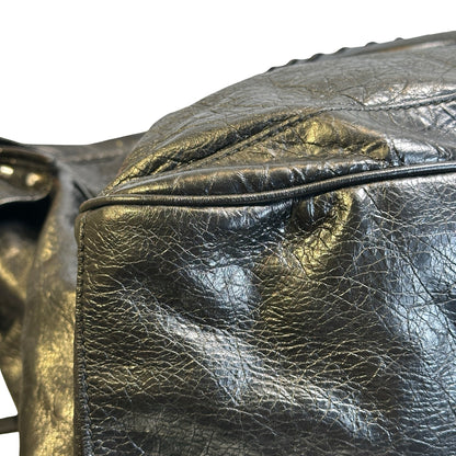 Used BALENCIAGA Leather Solid City Bag Handbag Black PHW