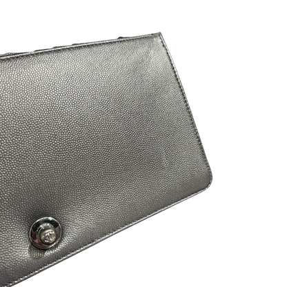 Used CHANEL Quilted Caviar Boy Chain Shoulder Bag Black