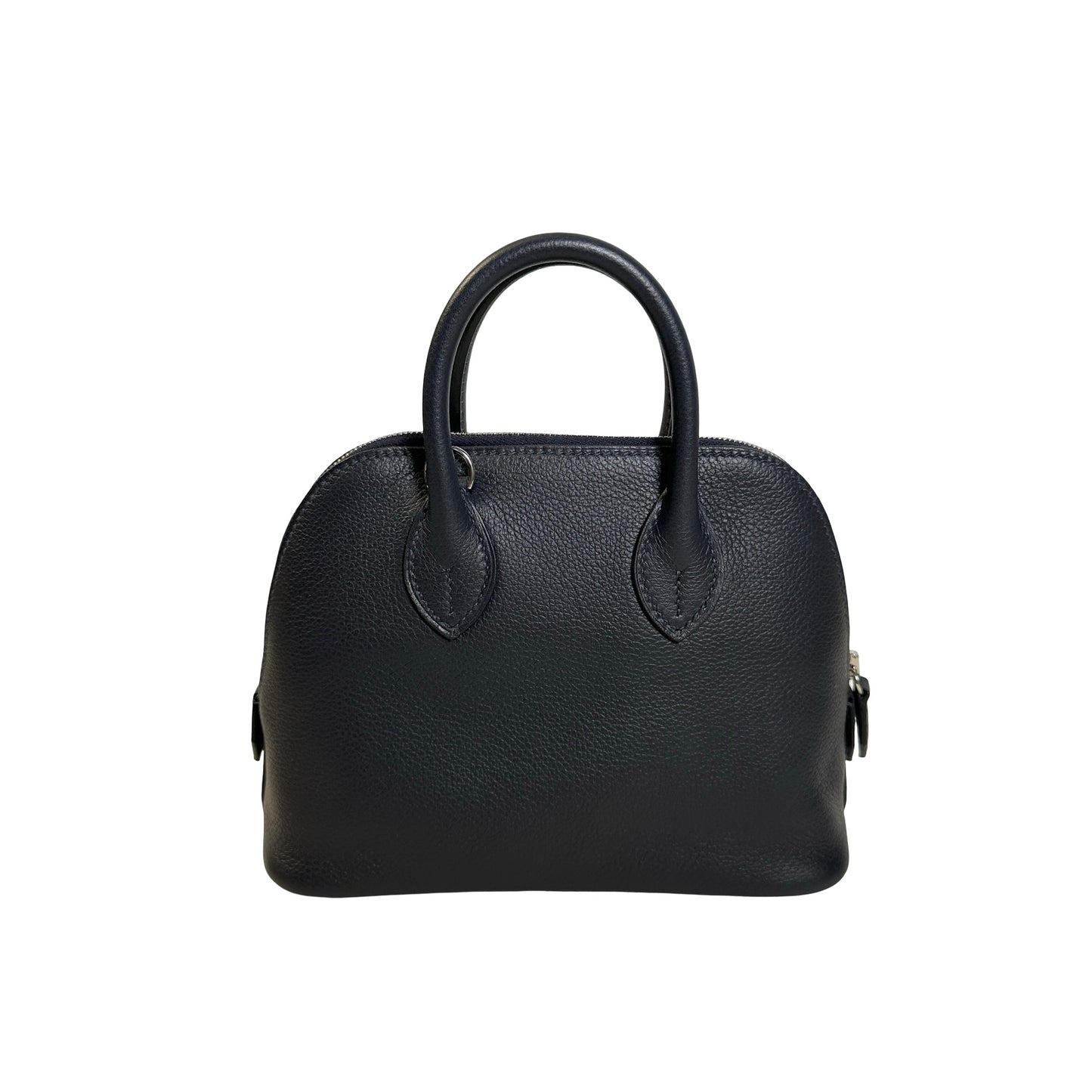 Used HERMES Leather Bolide Handbag Navy PHW