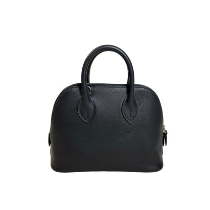 Used HERMES Leather Bolide Handbag Navy PHW