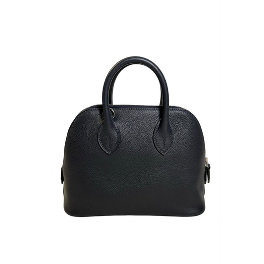 Used HERMES Leather Bolide Handbag Navy PHW
