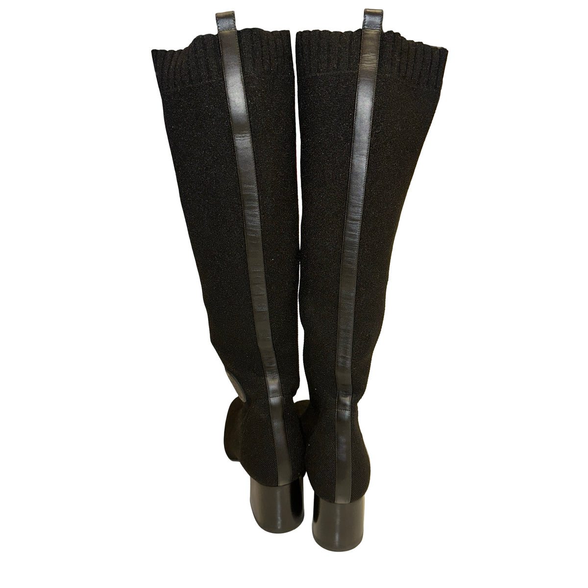 Used HERMES Knit Ex-Libris Volver 60 Boots Black