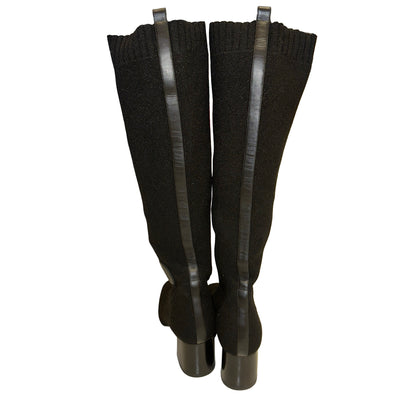 Used HERMES Knit Ex-Libris Volver 60 Boots Black