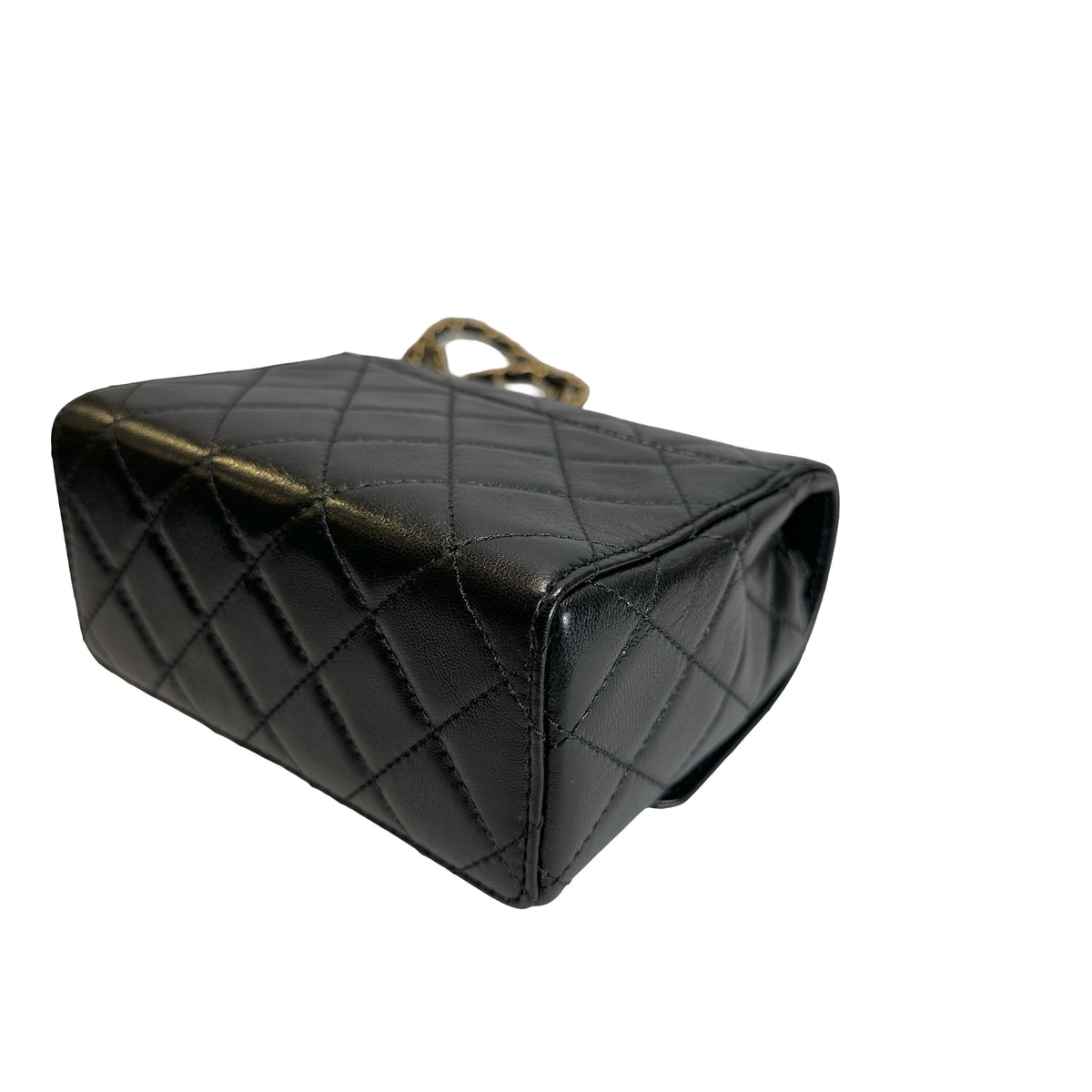 Used CHANEL Quilted Mini Flap Bag Chain Shoulder Bag Black Gold