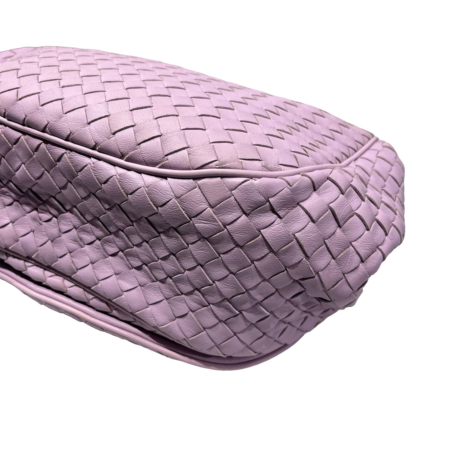 Used Bottega Veneta Lambskin Leather Cross Body Bag Light Purple