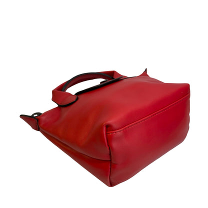 Used LONGCHAMP Leather Le Pliage Handbag Red