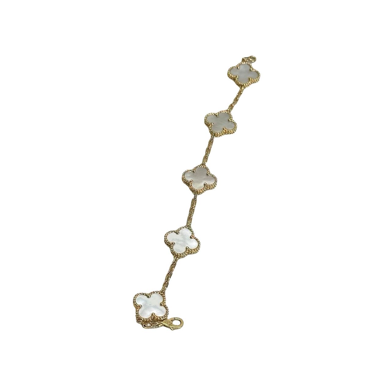 Used VAN CLEEF & ARPELS Mother of Pearl Yellow Gold Vintage Alhambra 5-motif bracelet BRACELET Gold White