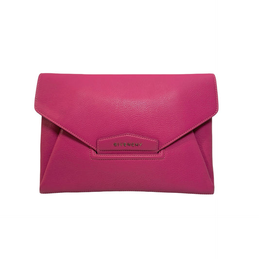 Used GIVENCHY Leather Antigona Envelope Pouch Pink